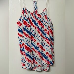 Red, white and blue blouse